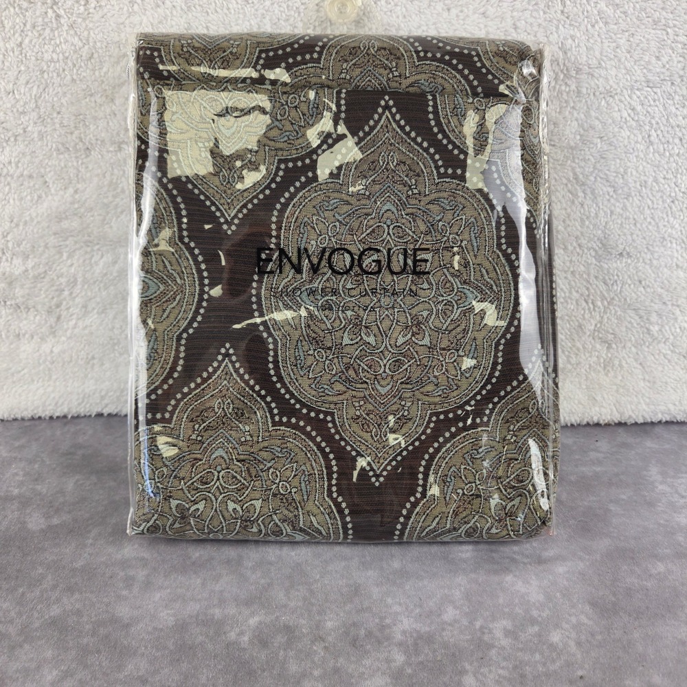 Envogue Brown Paisley Medallion Jacquard 100% Cotton Shower Curtain